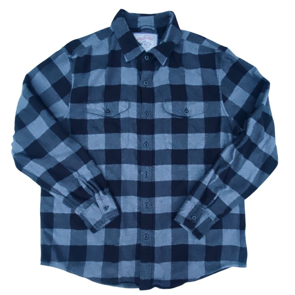 American Eagle Shirt Mens L Gray Plaid Flannel Button Up Long Sleeve Casual